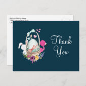 Baby Duscheier, Flaingo & Bunny Party Danke Postkarte (Vorne/Hinten)