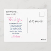 Baby Duscheier, Flaingo & Bunny Party Danke Postkarte (Rückseite)