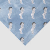 Baby-Duschen-blauer Vintager kleiner Pastelljunge Seidenpapier (Ausschnitt)