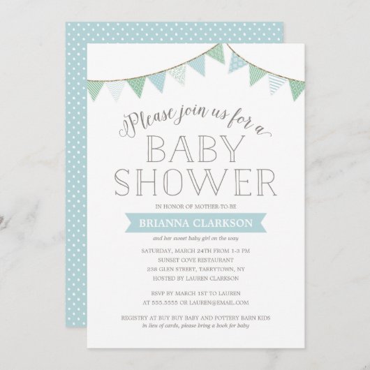 Baby-Duschen-Einladung des Shabby Einladung (Vorne/Hinten)