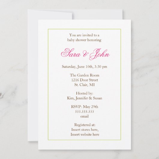 Baby-Duschen-Einladung - Eulen-Familie Einladung (Rückseite)