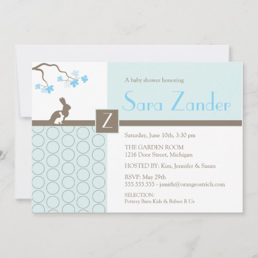 Baby-Duschen-Einladung - Mutter-und Baby-Häschen Einladung (Vorderseite)