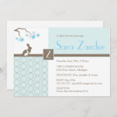 Baby-Duschen-Einladung - Mutter-und Baby-Häschen Einladung (Vorne/Hinten)