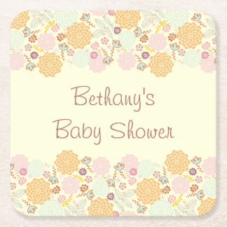 Baby-Duschen-extravagantes modernes Blumen Rechteckiger Pappuntersetzer