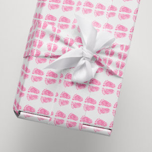 Baby-Duschen-Glitzer-Mädchen-Rosa-Rosen-Weiß-Fü Geschenkpapier