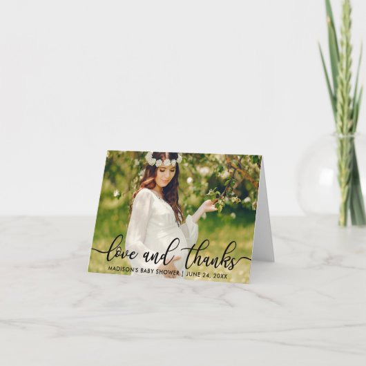 Baby-Duschen-Liebe-und Dank-Foto-Anmerkungs-Karte Dankeskarte (Vorderseite)