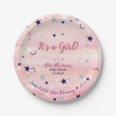 Baby-Duschen-Mädchenniedlicher rosa Pappteller (Vorderseite)
