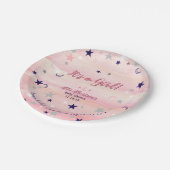 Baby-Duschen-Mädchenniedlicher rosa Pappteller (Schrägansicht)