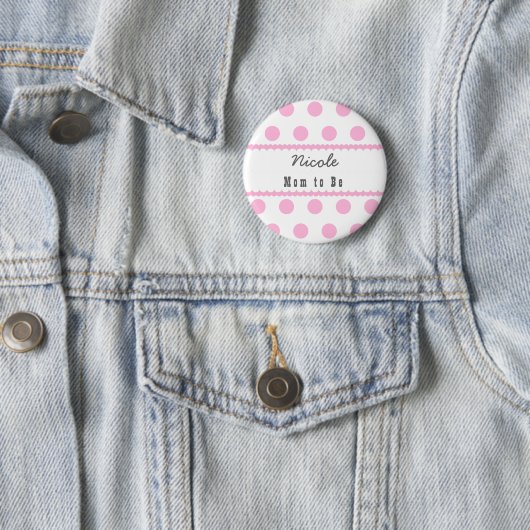 Baby-Duschen-Mama, zum Rosa der Polka-Punkt-zu Button (Beispiel)