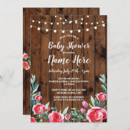 Baby-Duschen-Party-Rosen-Blumenholz lädt ein Einladung