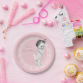 Baby-Duschen-Pastellrosa-rustikales Vintages Pappteller (Party)