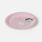Baby-Duschen-Pastellrosa-rustikales Vintages Pappteller (Schrägansicht)