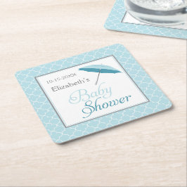 Baby-Duschen-Regenschirm-Untersetzer blau Rechteckiger Pappuntersetzer