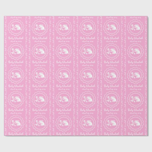 Baby-Duschen-Schlückchen und sehen Häschen Geschenkpapier (Flach)