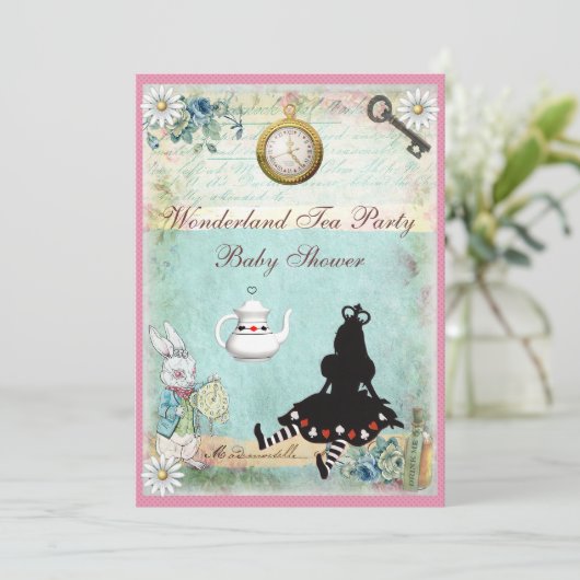 Baby-Duschen-Tee-Party Prinzessin-Alice im Einladung (Stehend Vorderseite)