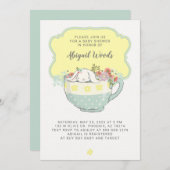 Baby-Duschen-Tee-Party-Weiß-Kaninchen Einladung (Vorne/Hinten)