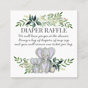 Baby-Duschen-Windelraffle-blauer Mama-Elefant Quadratische Visitenkarte