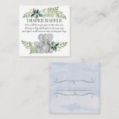 Baby-Duschen-Windelraffle-blauer Mama-Elefant Quadratische Visitenkarte (Vorne/Hinten)