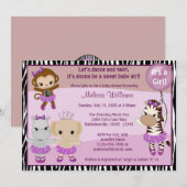 Baby-Duscheneinladung AFFE-MÄDCHEN TTC2 Tu Tu Einladung (Vorne/Hinten)