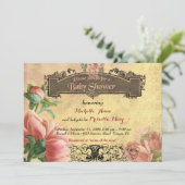 Baby-Duschenmädchen, Vintag, KunstDeko, altes Einladung (Stehend Vorderseite)