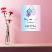 Baby Duschjunge Mädchen Blue Pink Begrüßung Poster