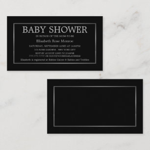 Baby-Duschkarte für Modern & Sleek, Black & Silver Visitenkarte