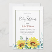 Baby Duschkarte mit Sonnenblumen. Einladung (Vorderseite)
