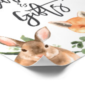 Baby-Duschkarten und Geschenkschild für Holztiere Poster (Ecke)
