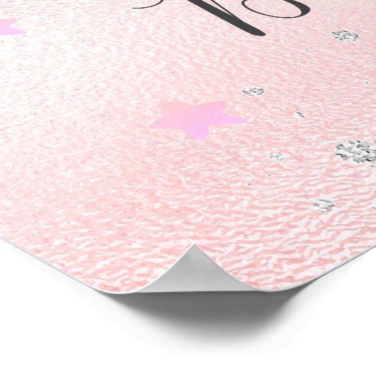 Baby Duschmädchen Teddy Bär pink Silber Empfang Poster (Ecke)