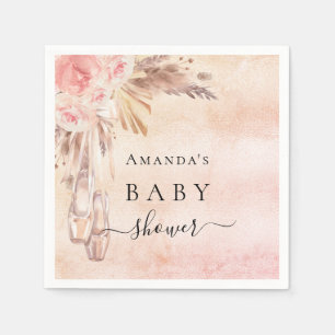 Baby Duschpampas Gras Rose goldfarbene Ballerina Serviette