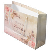 Baby Duschpampas Gras Rose Rosa Blüte Große Geschenktüte (Vorderseite Schrägansicht)