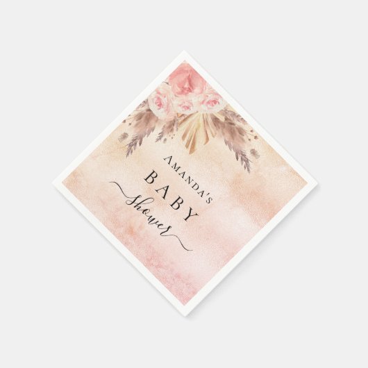 Baby Duschpampas Gras Rose Rosa Blüte Serviette (Ecke)