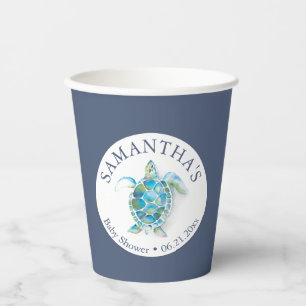 Baby Duschpapier Cups Boy Blue Sea Turtle Pappbecher