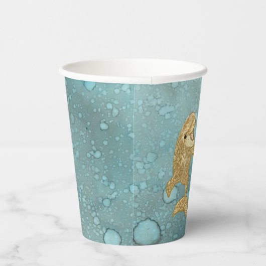 Baby Duschpapier Cups "Gold Dolphin Baby " 8 oz. Pappbecher (Rechts)