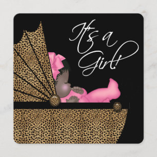 Baby-Duschparty für Mädchen mit rosa Leoparden im  Einladung