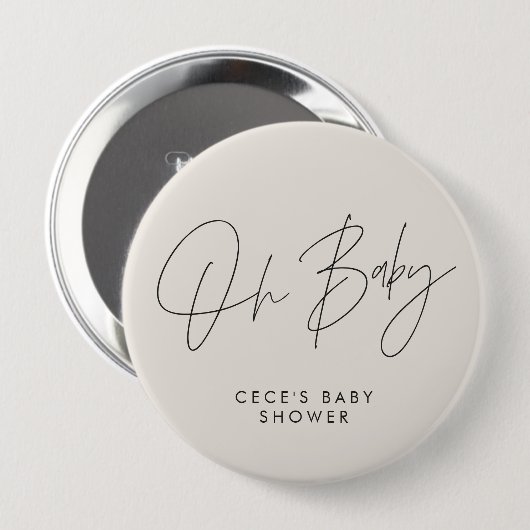 Baby-Duschskript, modern, minimalnatürlich Button (Vorne & Hinten)