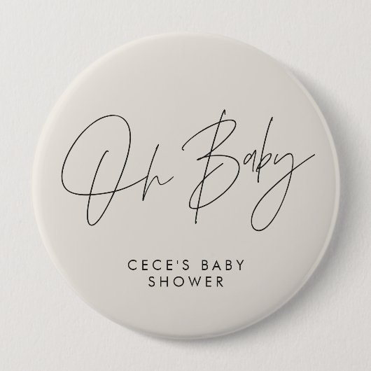 Baby-Duschskript, modern, minimalnatürlich Button (Vorderseite)