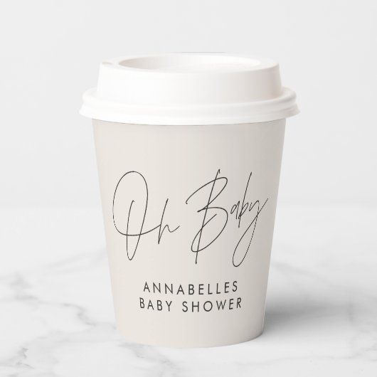 Baby-Duschskript, modern, natürlich Pappbecher (Rückseite)
