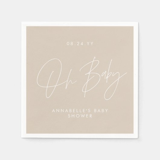 Baby-Duschskript, modern, natürlich Serviette (Vorderseite)