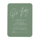 Baby-Duschskripte grün-elegante Einladung Magnet (Vertikal)