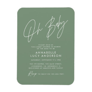 Baby-Duschskripte grün-elegante Einladung Magnet