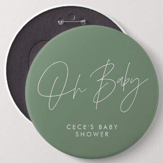 Baby-Duschskripte modern minimal-grün Button (Vorne & Hinten)