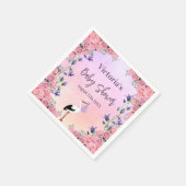 Baby Duschstorch pinkfarbene violette Blütenmädche Serviette (Ecke)