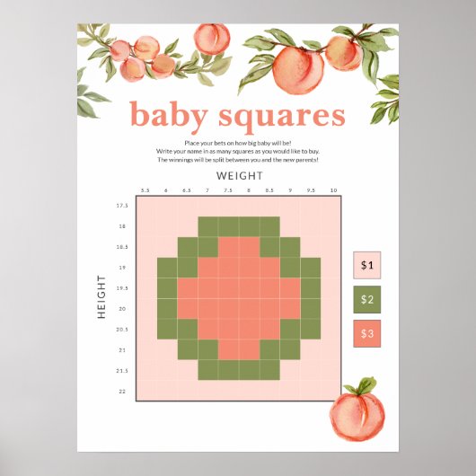 Baby-Duschwettplätze für Sweet Peach unterzeichnen Poster (Vorne)