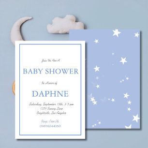 Baby Duwer Blue Stars Einladung