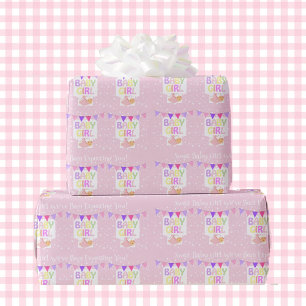 Baby Duwer Custom Text Girl's Pink Geschenk Geschenkpapier