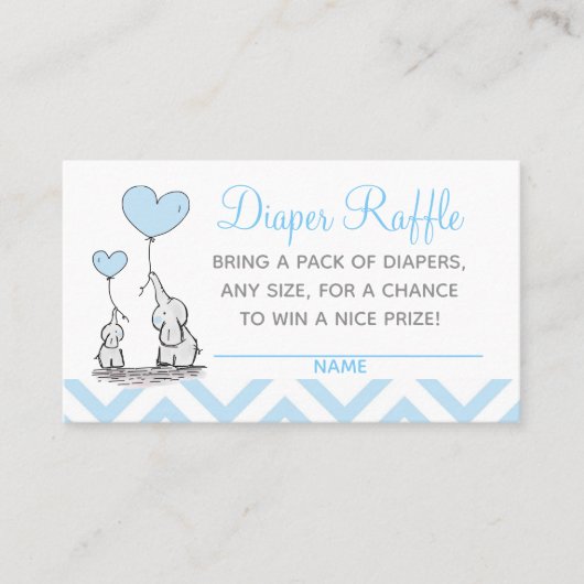Baby Duwer Diaper Raffle Baby Blue Elephants Telefonnummerkarte (Vorderseite)