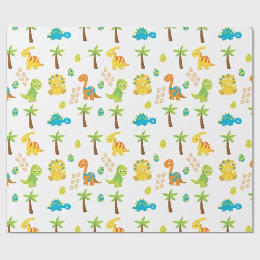 Baby Duwer Dinosaur Jurassic Geschenkpapier (Flach)
