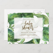 Baby Duwer Einladung tropische Palmen Blätter (Vorne/Hinten)