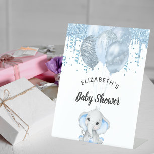 Baby Duwer Elefantenjunge Blue Ballons willkommen Sockelschild